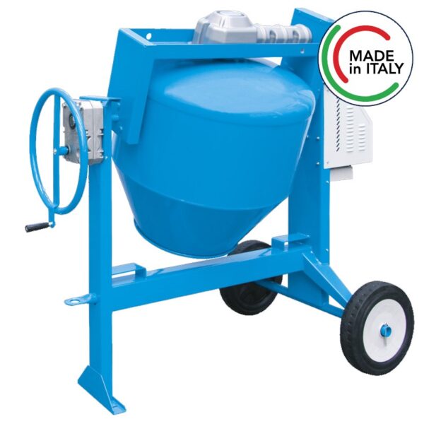 BetonieraabicchieresilenziataPolieriTechmonofase1.5kWconriduttorediribaltamento,350lt