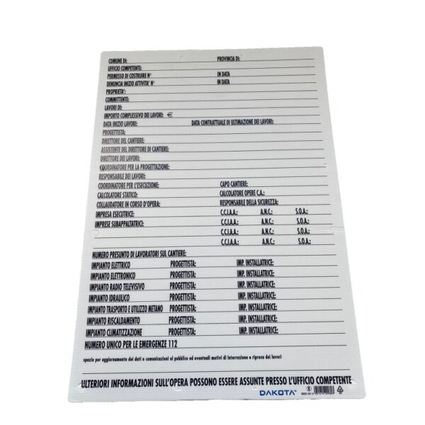 CartelloDakota50x70cmDIREZIONALEPERLAVORIINCANTIERE