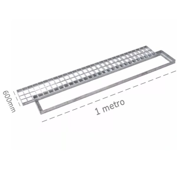 GrigliarettangolarecontelaioDakota1000x600mmClasse1inacciaiozincatoperraccoltaacqua